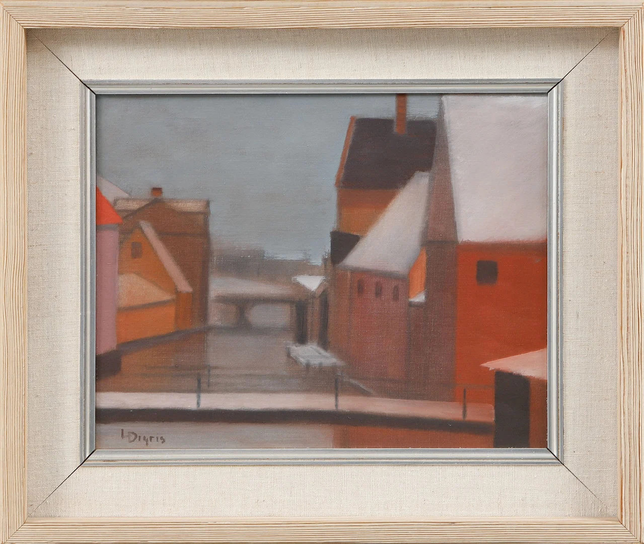 LEONARD DIGRIS. Stadsvy, olja på duk, signerad. — Paintings — Göteborgs Auktionsverk
