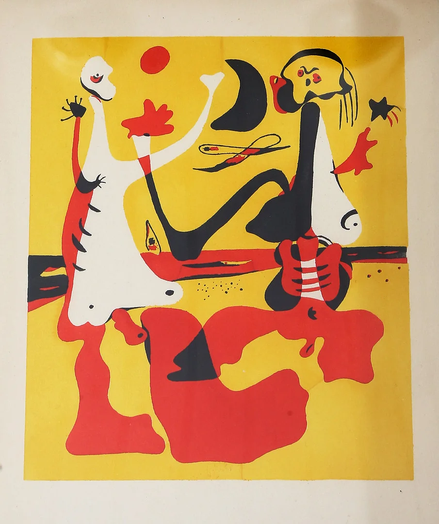 AFTER JOAN MIRÓ. "D'ací i d'allà" (Figures davant del mar). — Engravings & Prints — Balclis