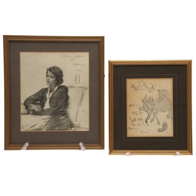 ALFRED JAMES MUNNINGS (1878-1959). PENCIL PORTRAIT SKETCH OF FLORENCE VALLANCE.