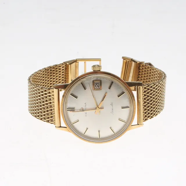 ARMBANDSUR, quartz, 32mm, New Art, datum, 14k, guld, Certina.