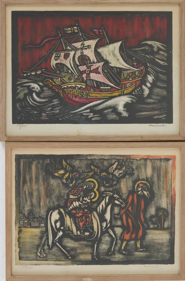 VYTAUTAS KASIULIS (LITAUEN, 1918-1995). Färglitografier, 2 st, signerade och numrerade 188/210 samt 132/210. — Engravings & Prints — Stockholms Auktionsverk Sickla