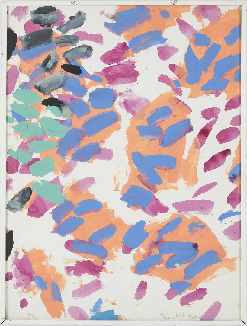 BO SWENSON (1932-2022). Komposition, akvarell och gouache, signerad. — Paintings — Stockholms Auktionsverk Magasin 5
