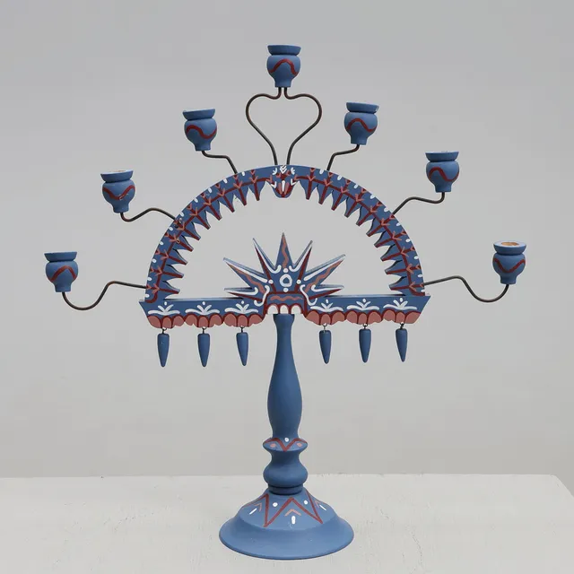 KANDELABER. Fetljusstake, 7-armad, 1900-tal.