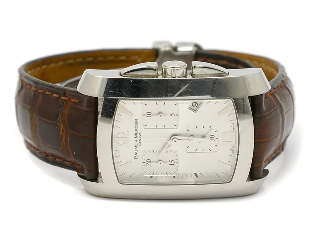 BAUME & MERCIER, Geneve, Hampton Classic, Ref nr. 65448, Boett nr. 3766199, kronograf, herrur, 30 x 37 (46), stål, quartz, safirglas, datum, läderband, viklås, ca 2005.