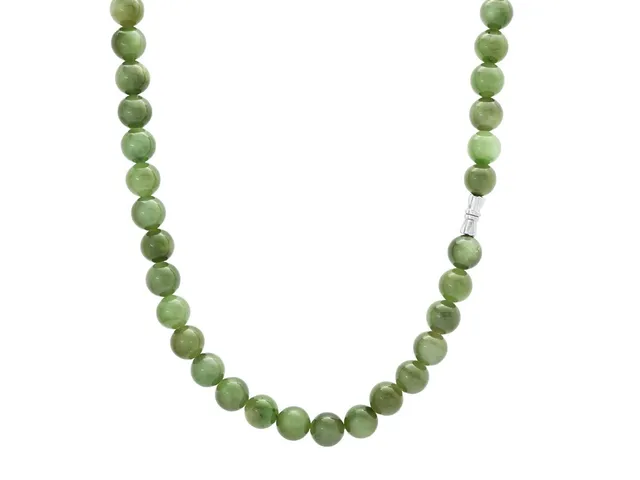 COLLIER, kulor av jade, vitmetall, kulornas bredd ca 9,5 mm, längd ca 50 cm, vikt 62,2 g.