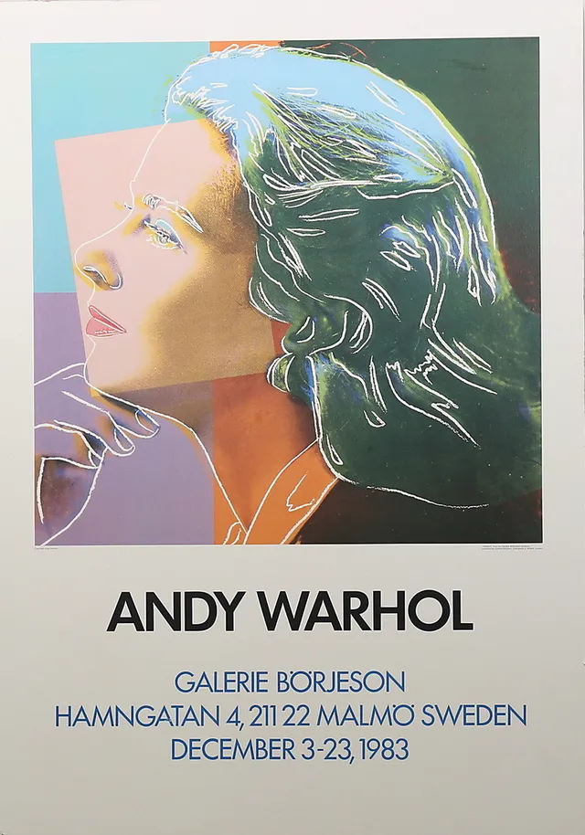 ANDY WARHOL. Affisch, Andy Warhol, Galerie Börjeson 1983, osignerad.