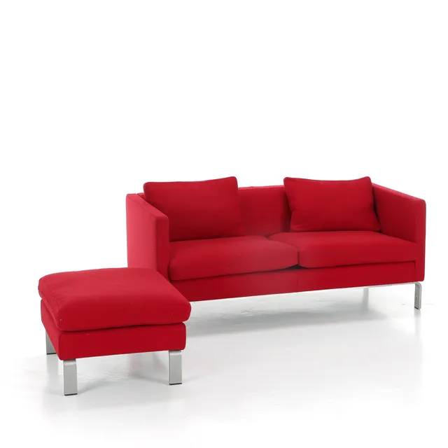 Erik Jørgensen. 2-seater sofa and pouf (2)