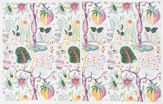 Josef Frank, gardinlängder, två stycken, bomull, i mönstret "Hawaii", Firma Svenskt Tenn.