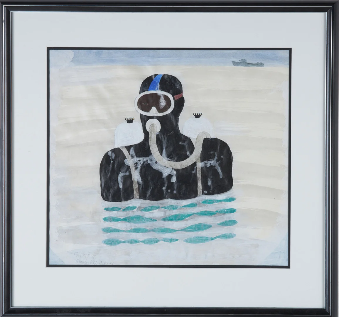 GÖRAN FOLCKER (1920-2000). "Studie till dykare", akvarell på papper, signerad och daterad FOLCKER 72. — Paintings — Stockholms Auktionsverk Sickla