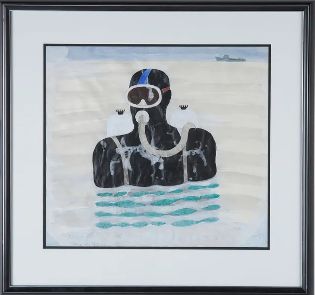 GÖRAN FOLCKER (1920-2000). "Studie till dykare", akvarell på papper, signerad och daterad FOLCKER 72.
