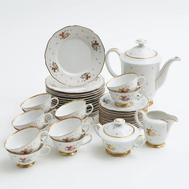 KAFFESERVIS, porslin, 39 delar, Hutschenreuter/ Karlkrona, 1940-tal.