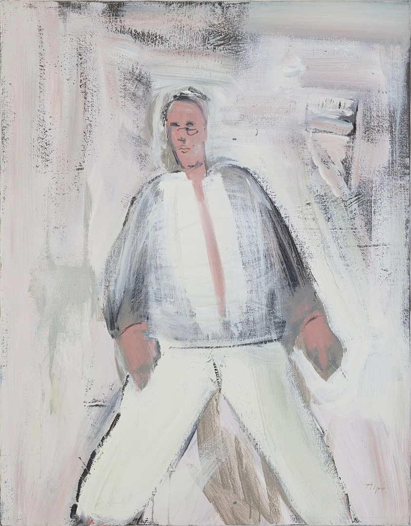 FRULS TILPO (HANS ERIKSSON F.1960-). Kostymklädd man, olja på duk, signerad Tilpo. — Paintings — Stockholms Auktionsverk Magasin 5
