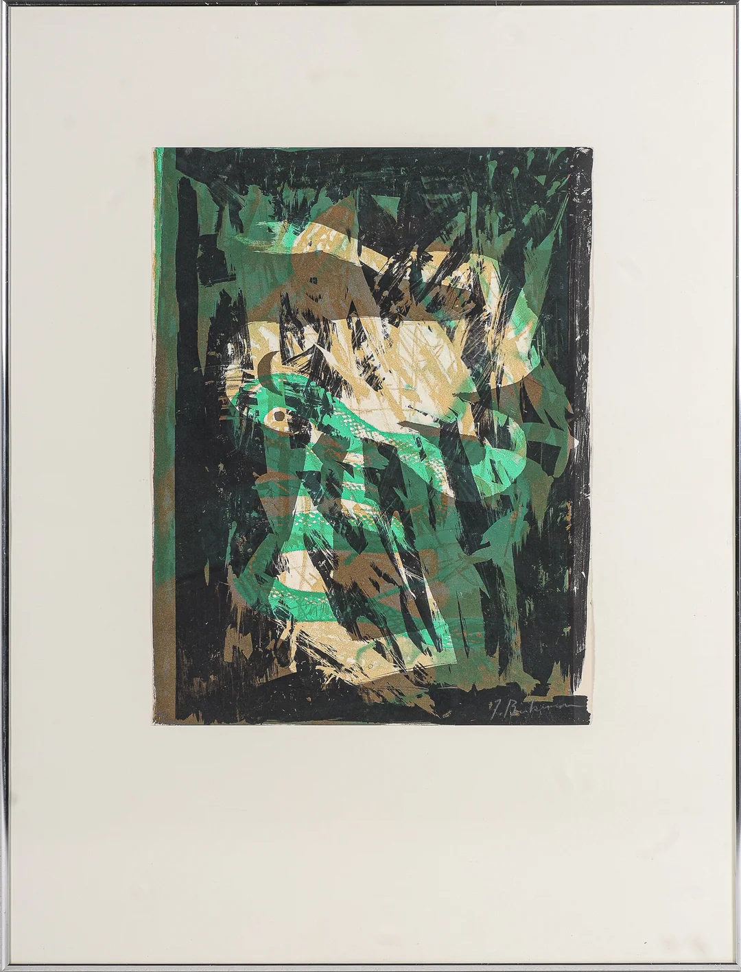 Jens Birkemose: Composition. Lithography in colors. (cd) — Paintings and sculptures/Modern pictorial arts — Lauritz