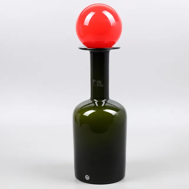 OTTO BAUER. Karaff med propp, glas, Holmegaard, Danmark, 1900-talets andra hälft.