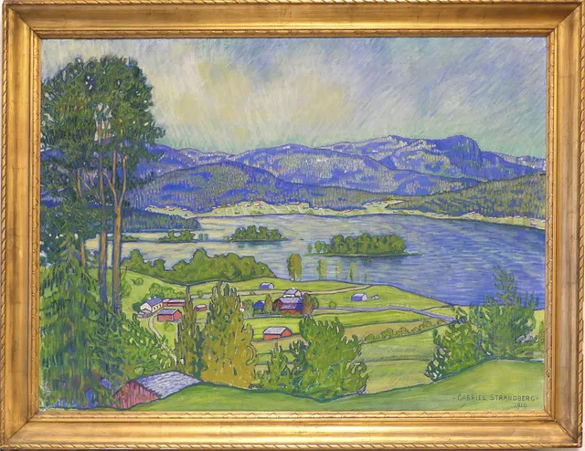 GABRIEL STRANDBERG. Norrländskt landskap, olja på duk, signerad och daterad 1910.