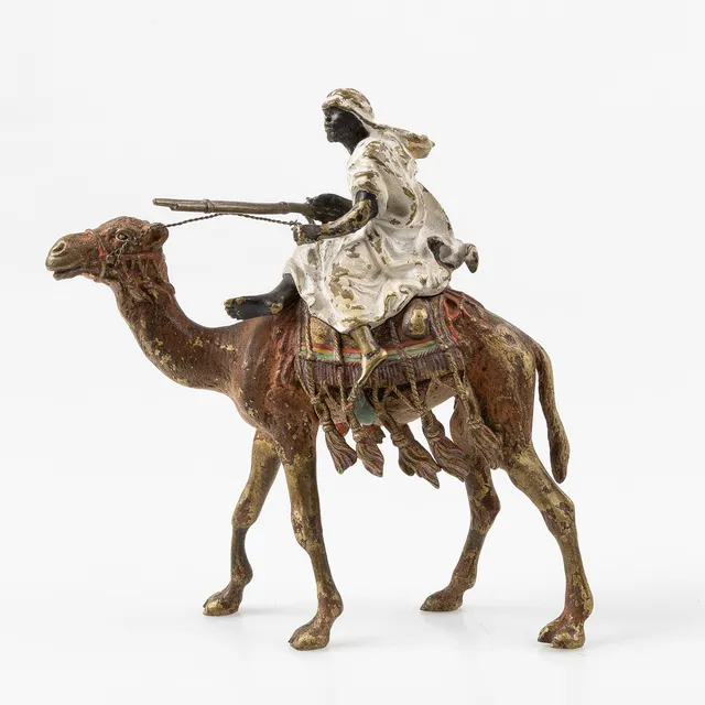 FRANZ BERGMAN. TILLSKRIVEN. Skulptur, Beduin på kamel, sk Wienerbrons, Österrike, 18/1900-tal.