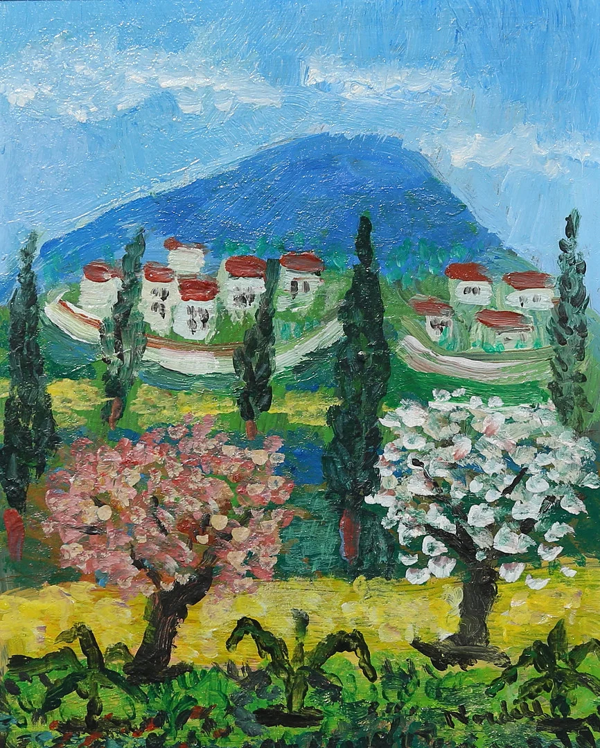 ESKIL NORDELL. "Sydfranskt landskap". Olja på pannå, signerad. — Paintings — Gomér & Andersson Linköping