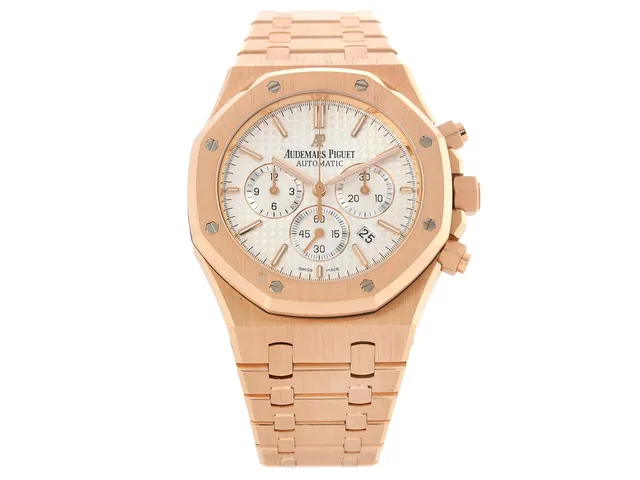 AUDEMARS PIGUET, Royal Oak, Cal 2385, Serie nr. 933419, Ref nr. 26320OR.OO.1220OR.02, Boett nr. 5188/J05333, kronograf, herrur, 41 mm, 18K rosa guld, automatisk, safirglas, datum, integrerad originallänk, viklås, Ref nr. 1220, längd 205 mm, totalvikt 266,3 gram, ca 2015.