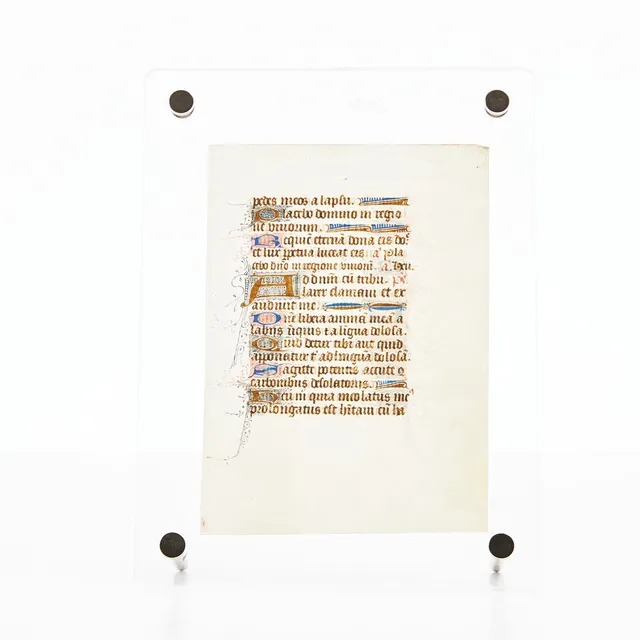 ILLUMINATED VELLUM LEAF FROM A LIVRE D*HEURES.