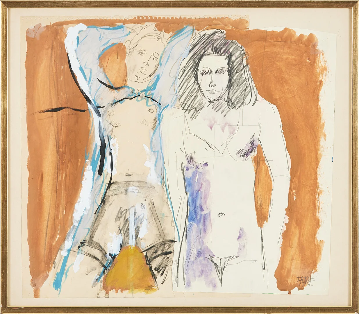 LEOPOLD FARE. "Barbarellasviten", skiss i gouache och kollage, signerad. — Paintings — Stockholms Auktionsverk Magasin 5