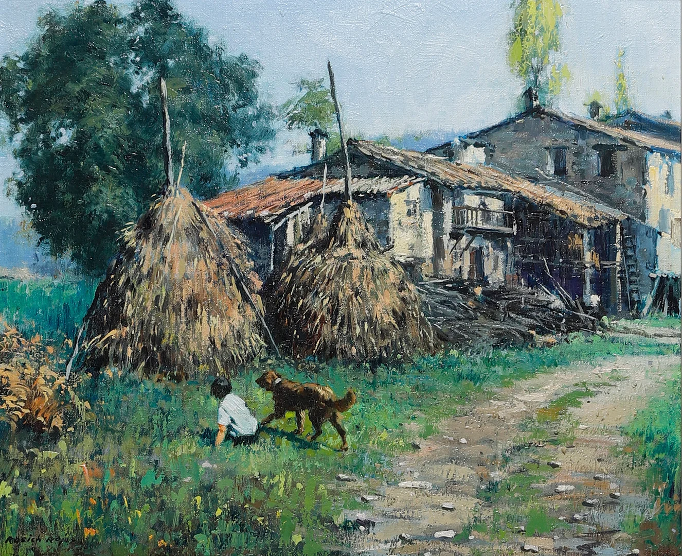 JORDI ROSICH ROJAS. Rural view, Els Hostalets d'en Bas. — Paintings — Balclis