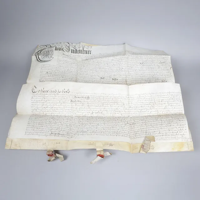 SUFFOLK, A LARGE WILLIAM AND MARY MANUSCRIPT INDENTURE, 1693.