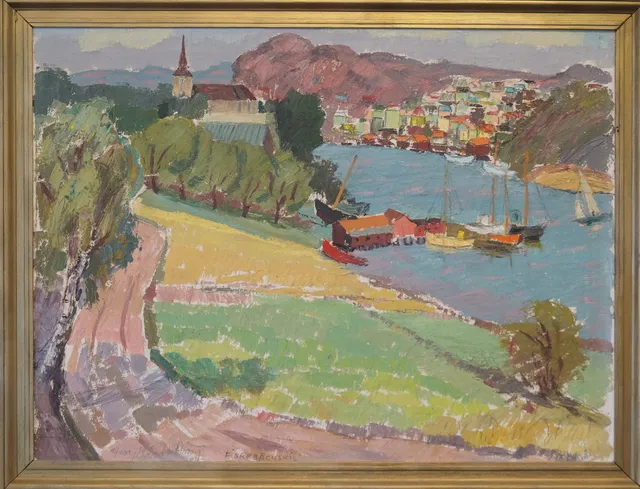 GEORGE LINDSTRÖM. olja på duk, "Fiskebäckskil.