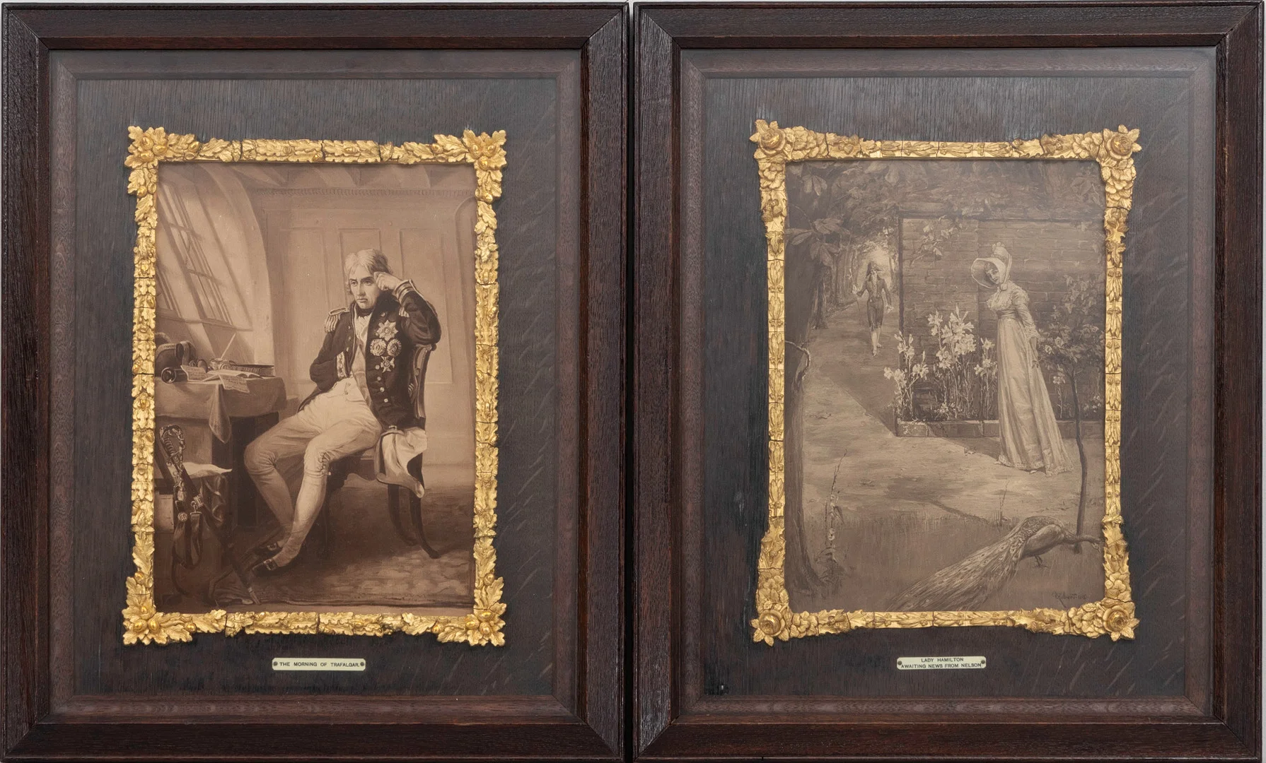 TRYCK, 2 st, Motiv av Lord Nelson och Lady, Hamilton samt 1900-talets början. — Other — Auktionshuset Kolonn