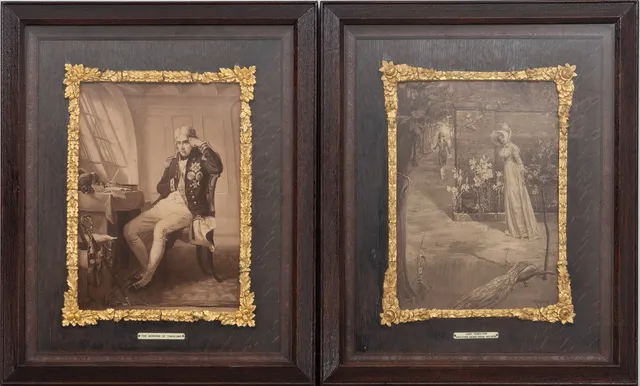 TRYCK, 2 st, Motiv av Lord Nelson och Lady, Hamilton samt 1900-talets början.