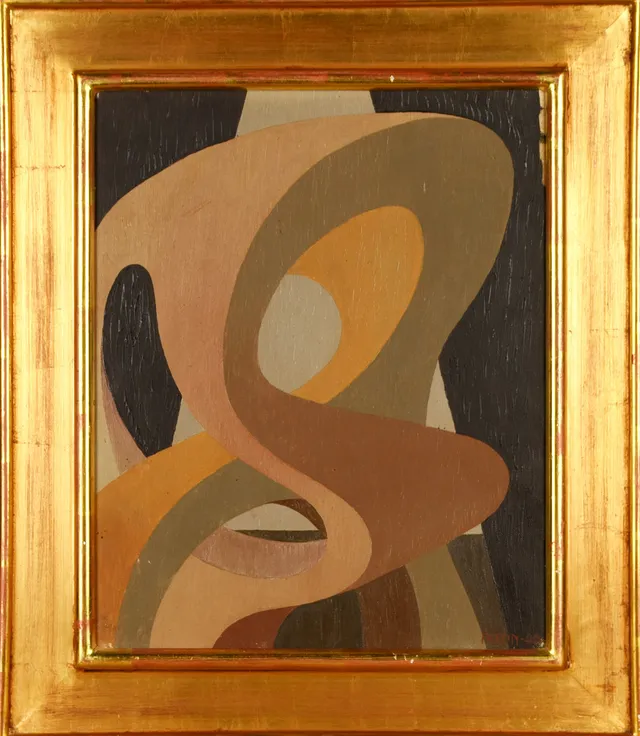 NILS NIXON. Olja & vax på duk, Geometrisk komposition. Signerad och daterad 1940.