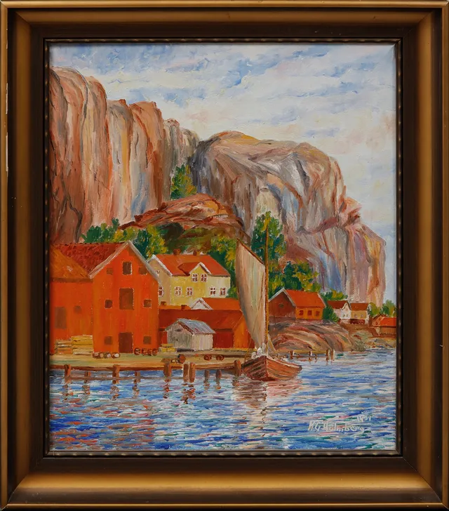 KG HOLMBERG. "Kungsklippan Fjällbacka", olja på duk, signerad och daterad 1937.