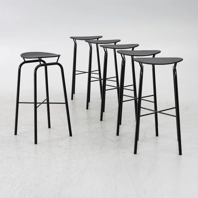 Mathieu Matégot, barstolar, "Nagasaki", 6 st, Gubi.