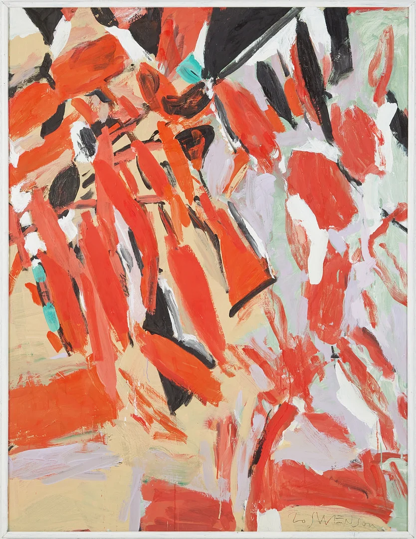 BO SWENSON (1932-2022). "Förbiilande landskap", olja på duk, signerad, daterad febr. 2011 a tergo. — Paintings — Stockholms Auktionsverk Magasin 5