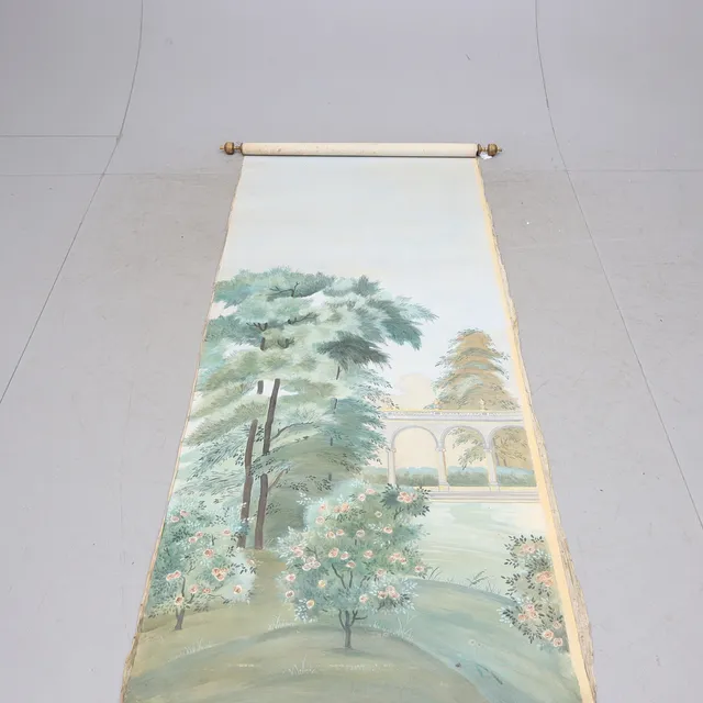 TAPET, handmålad, ca 275x100cm. 1900-talets första hälft.