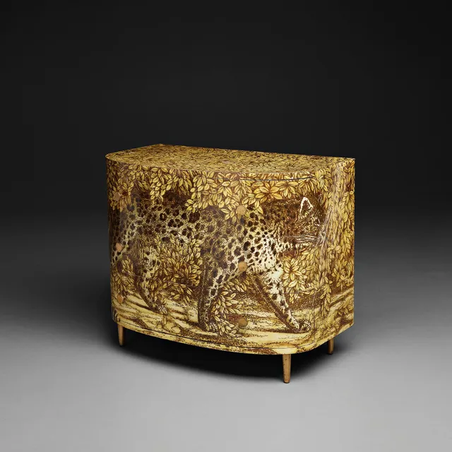 Piero Fornasetti, byrå, "Leopardo", Ateliers Fornasetti, Milano, 1950-60-tal.