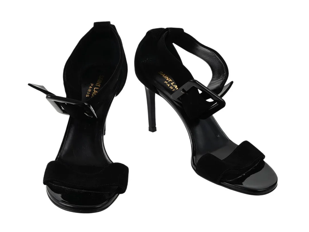 SKOR, SAINT LAURENT, svart mocka, stl 37, klack 8 cm. — Kläder/Skor — Kaplans