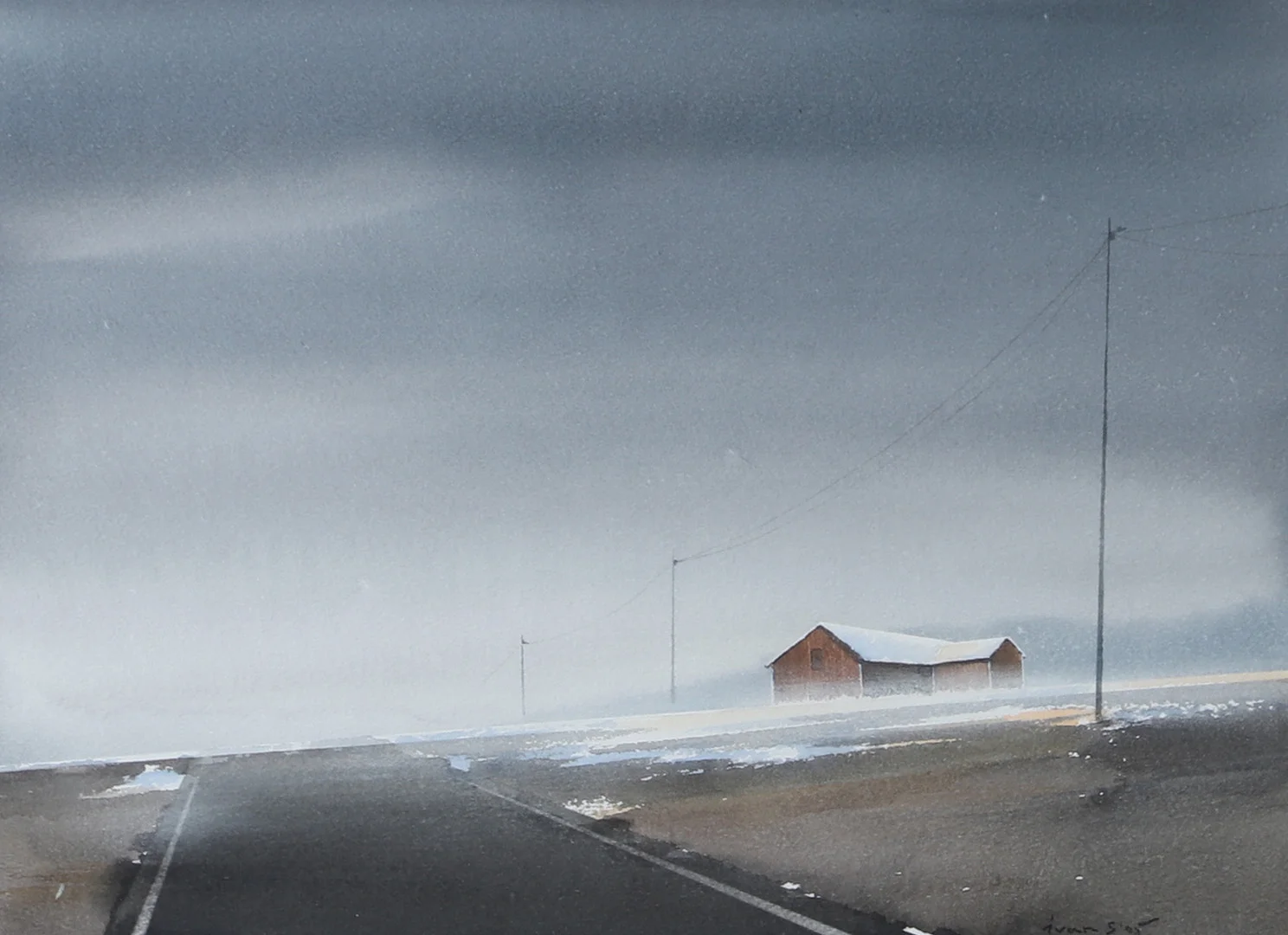 IVAN STERN. Landsväg med hus, akvarell, signerad Ivan S. -05. — Paintings — Helsingborgs Auktionskammare