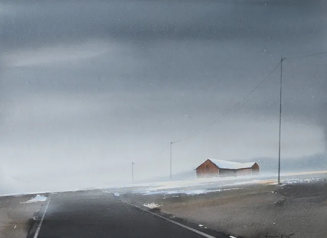 IVAN STERN. Landsväg med hus, akvarell, signerad Ivan S. -05.