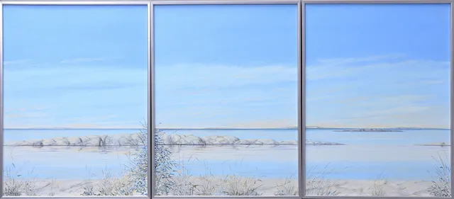 LARS GREGER. "Skärgårdslängtan", triptyk, olja på duk, osignerad, daterad mars 1988.