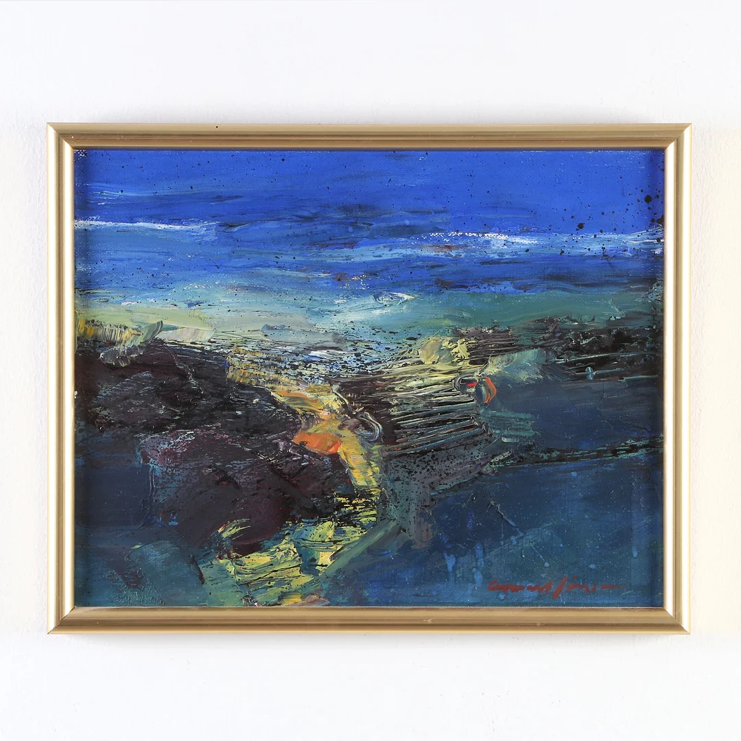 LENNART JÖNSSON. Oljemålning på duk. "Strand, Vik". Signerad. — Paintings — Skånes Auktionsverk
