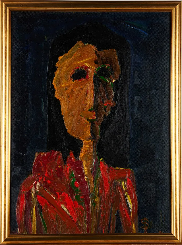 PAAVO SARELLI. "Kvinnan", olja på pannå, monogramsignerad, daterad -71 a tergo.