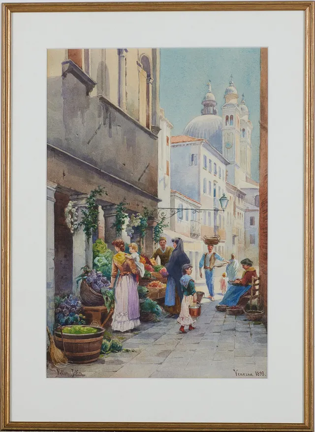 ELLEN JOLIN (1854-1939. Motiv från Venedig, akvarell, signerad och daterad Venezia 1893.