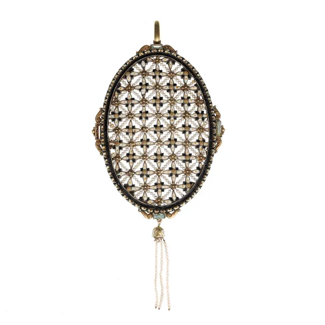 JAUME MERCADÉ. Large openwork grid pendant, circa 1920.