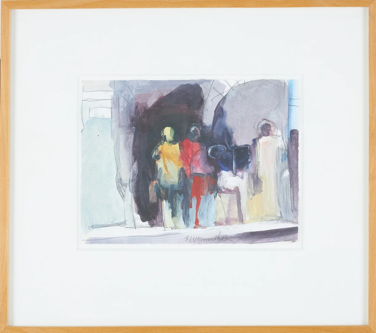 BERNDT WENNSTRÖM. Figurkomposition, akvarell gouache, signerad. — Paintings — Stockholms Auktionsverk Sickla