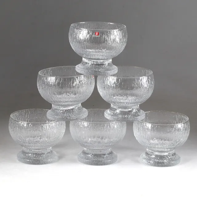 TIMO SARPANEVA. Dessertskålar, 6 st, glas, "Kekkerit", Iittala.