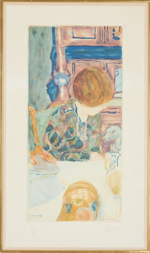 JACQUES VILLON (Frankrike, 1875-1963), efter Bonnard: "Femme au chien", signerad, 193/200, daterad i plåten 1924 gravé par Jacques Villon, färgakvatint.
