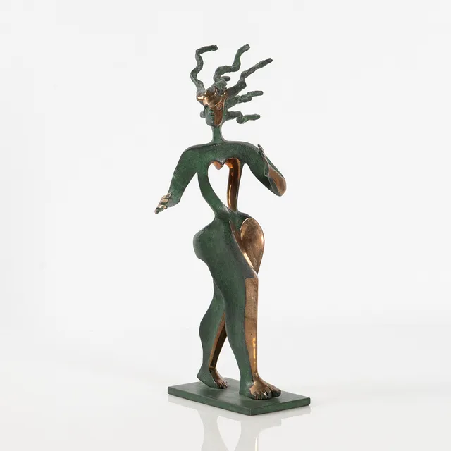 TIMO SOLIN. Skulptur "Hjärtat ditt", patinerad brons.