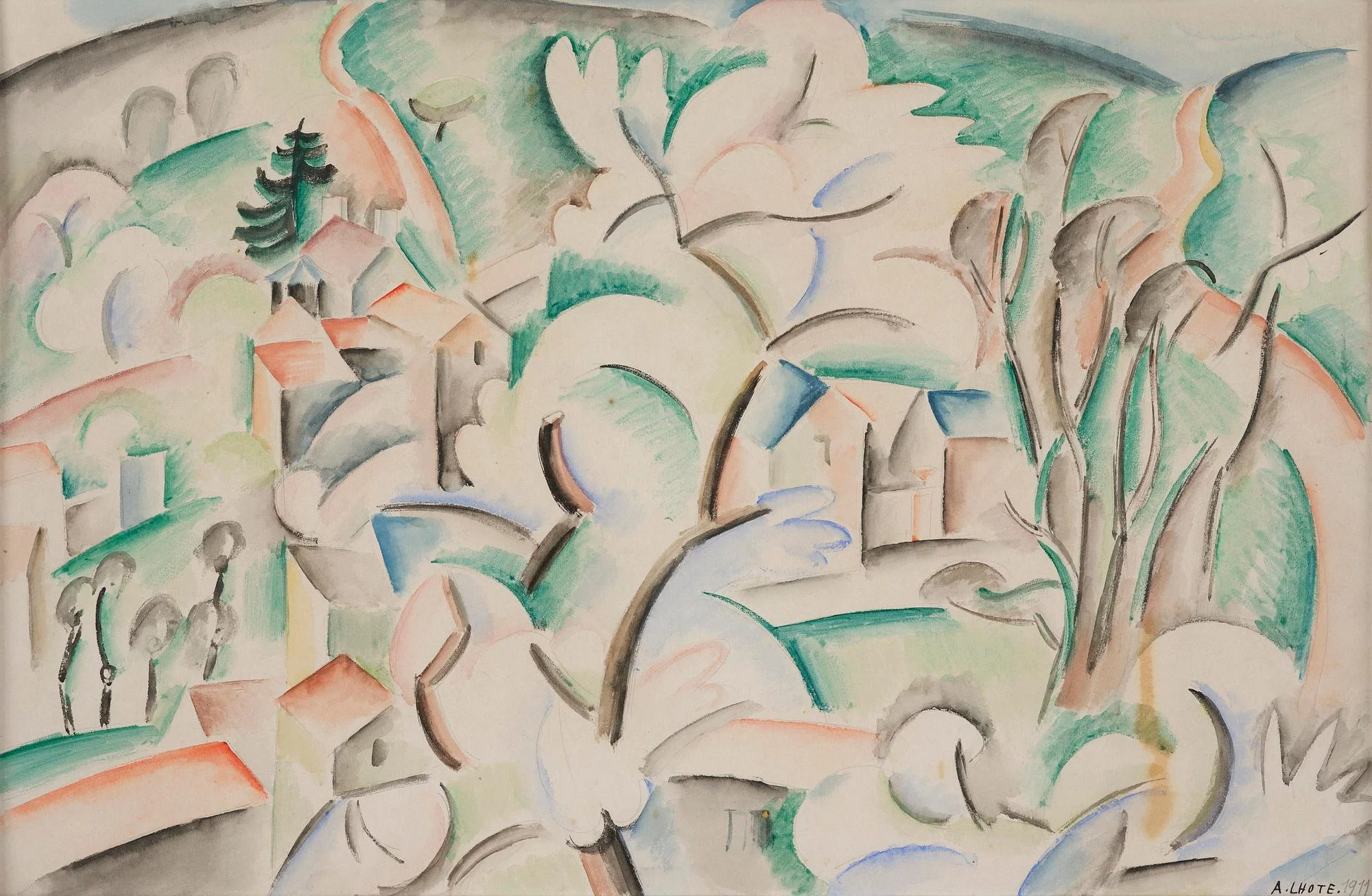 André Lhote, "Village aux arbres en fleurs". — Bukowskis