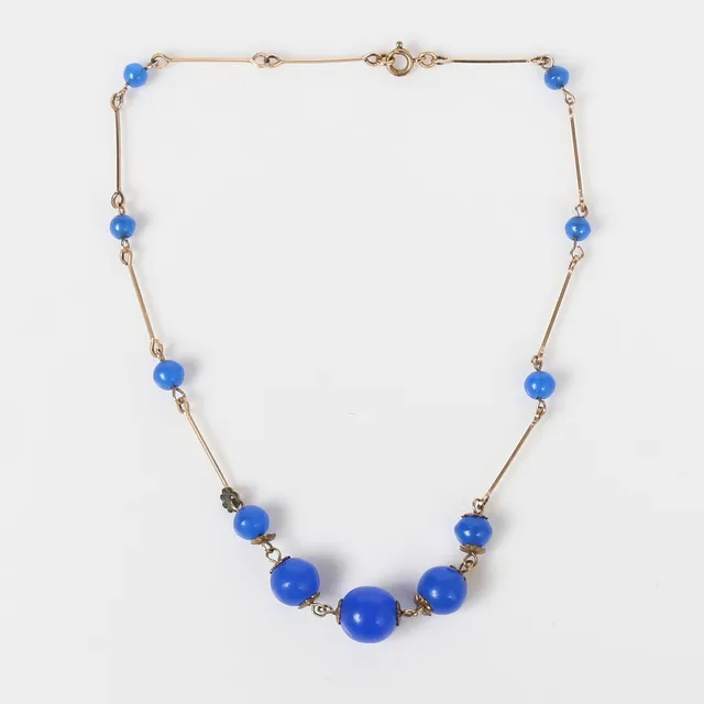 VINTAGE BLUE PASTE NECKLACE.