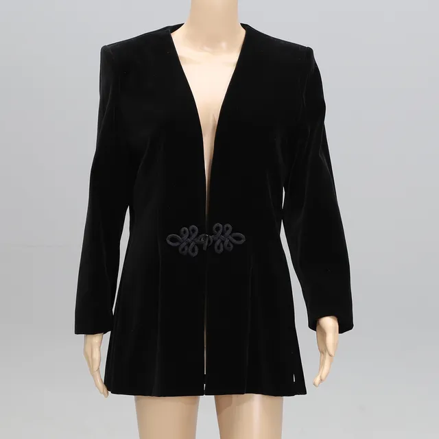 YVES-SAINT LAURENT, kavaj/blazer, svart samet. Variation. Strl 42. Made in France .